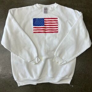 Vintage Sherry's Best American Flag Size XL White Crewneck Sweatshirt